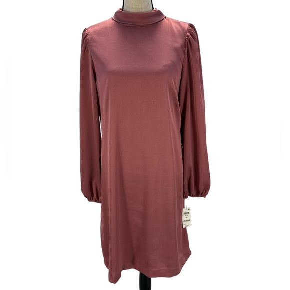 International Concepts Long Sleeve High Neck Back Bow Midi Dress - Pink - Medium - Picture 1 of 10